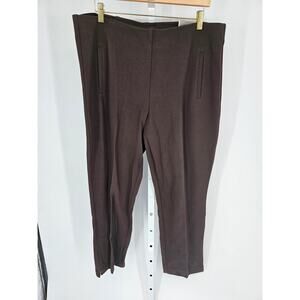 Chico's Women's Brown Elastic Waist High Rise Wide Leg Ultimate Fit Pant Size 3